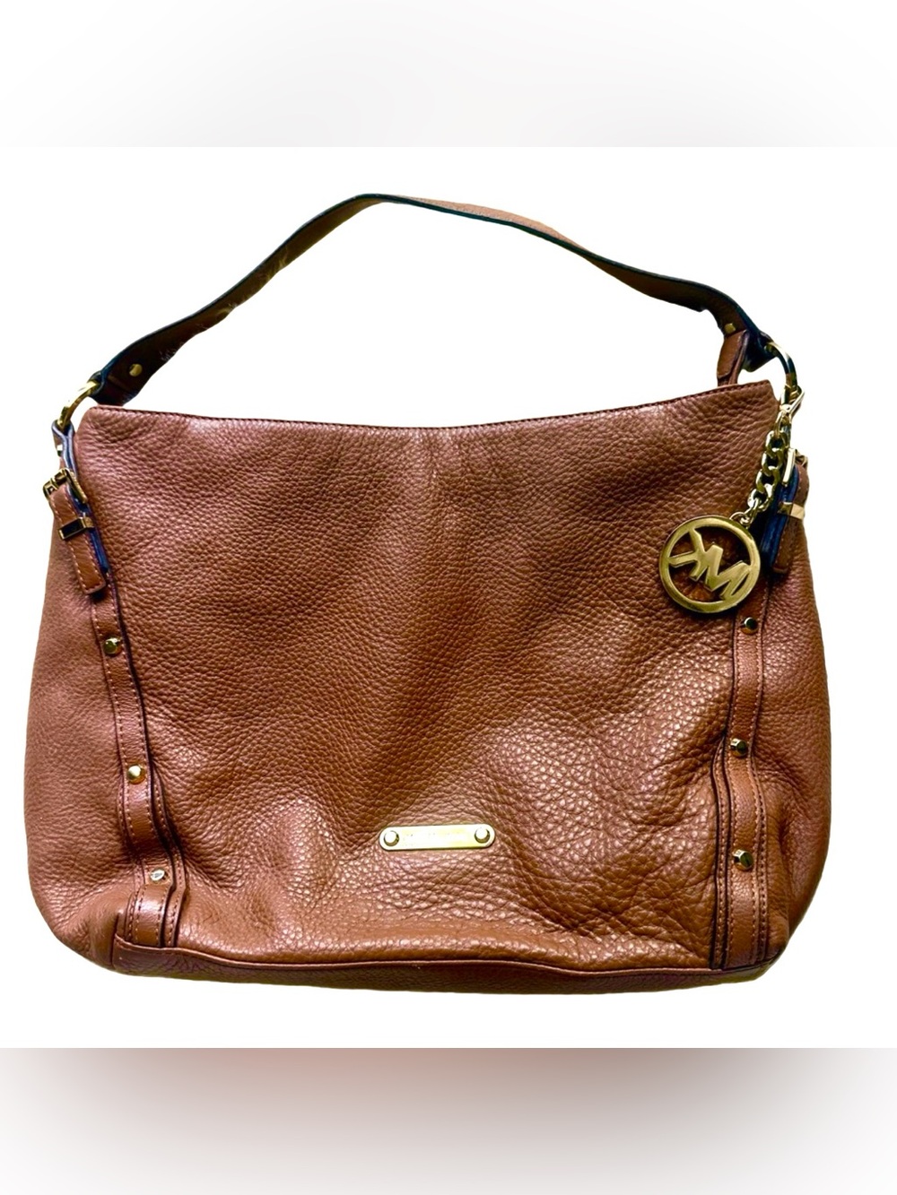Michael Kors Cognac Pebbled Leather Shoulder Hobo